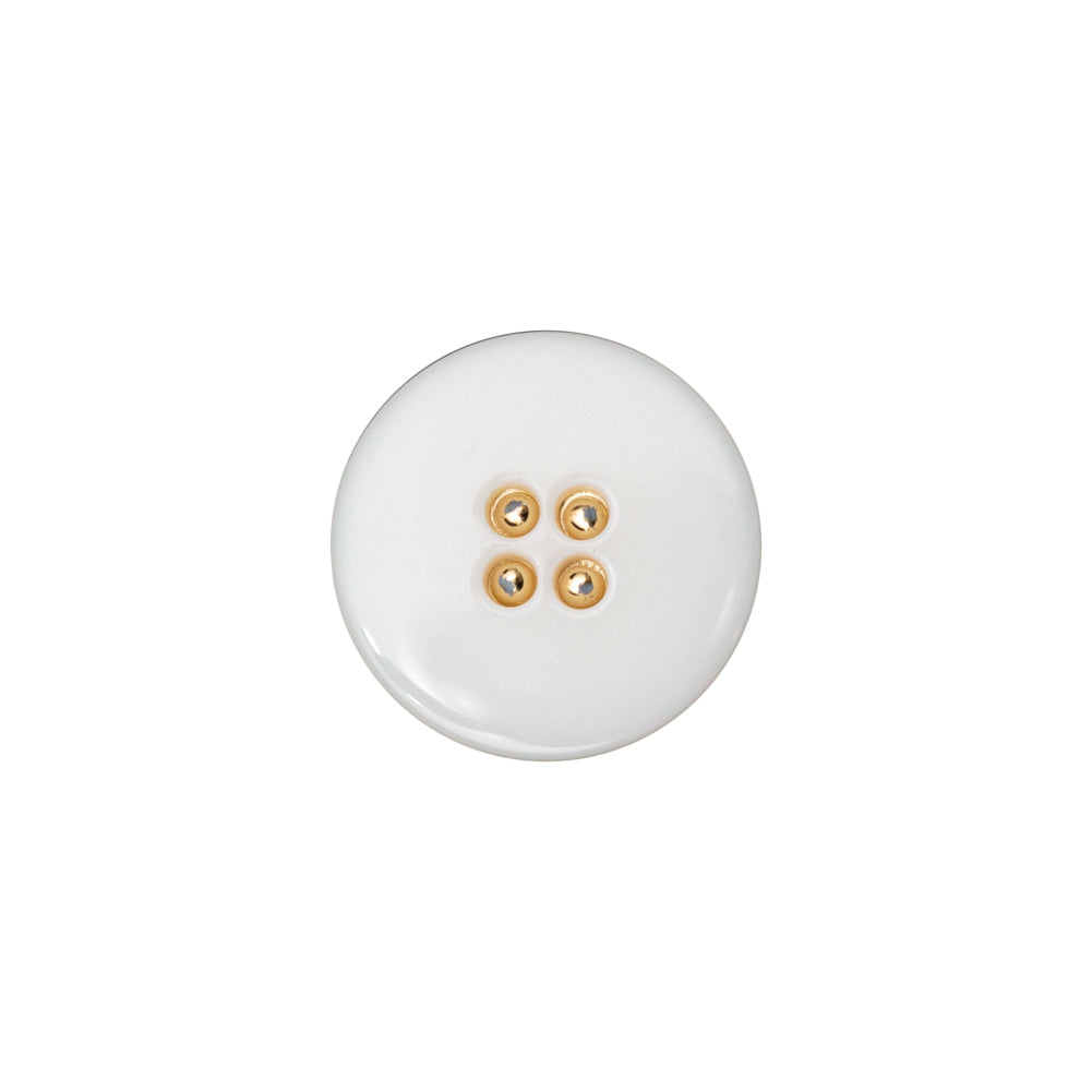 Italian White and Gold 2-Piece Plastic Button - 24L/15mm Italian White and Gold 2-Piece Plastic Button - 24L/15mm