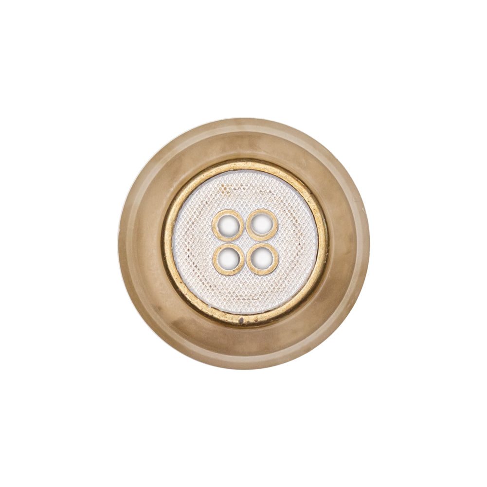 Italian Kelp and Silver Nailshead and Translucent Plastic 4-Hole Button - 36L/23mm Italian Kelp and Silver Nailshead and Translucent Plastic 4-Hole Button - 36L/23mm