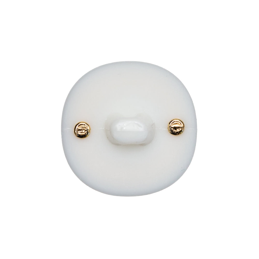Italian White and Gold 2-Piece Plastic Button - 34L/21.5mm Detail Italian White and Gold 2-Piece Plastic Button - 34L/21.5mm Detail