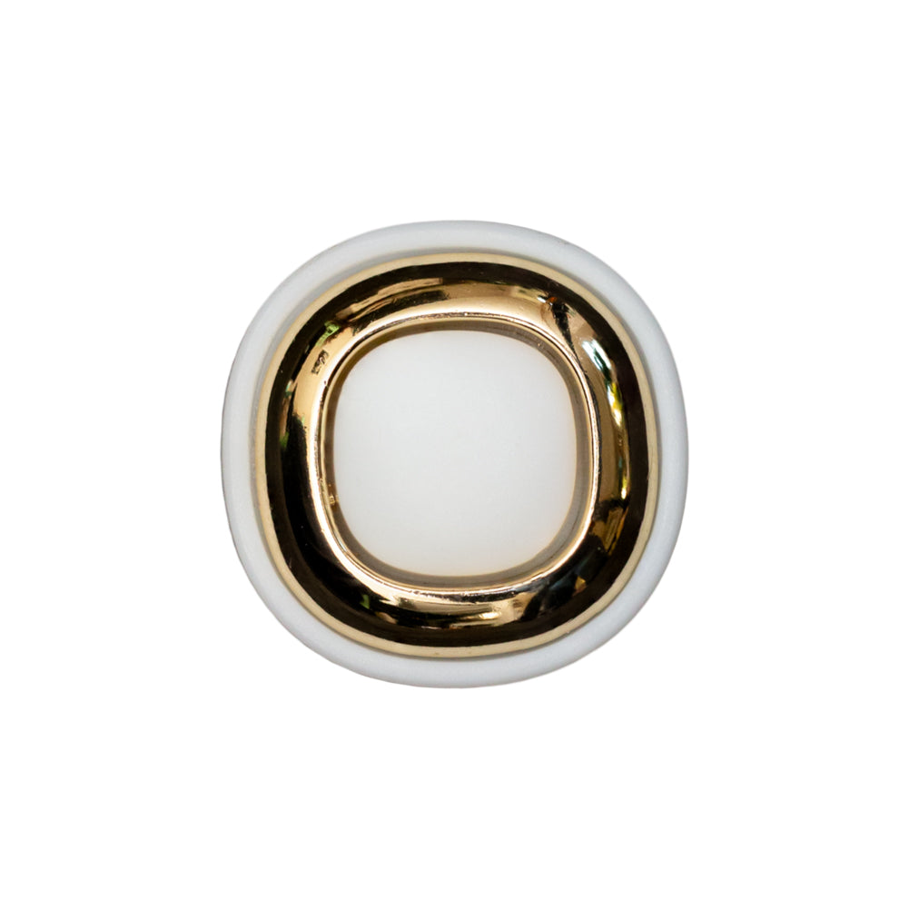 Italian White and Gold 2-Piece Plastic Button - 34L/21.5mm Italian White and Gold 2-Piece Plastic Button - 34L/21.5mm
