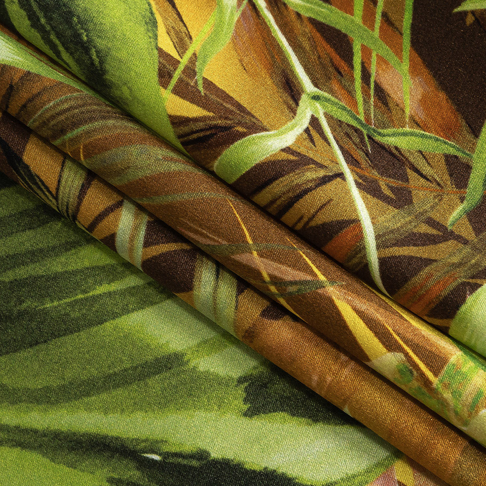 Mood Exclusive Italian Green and Mustard Ferns and Foliage Digitally Printed Silk Charmeuse Folded Mood Exclusive Italian Green and Mustard Ferns and Foliage Digitally Printed Silk Charmeuse Folded