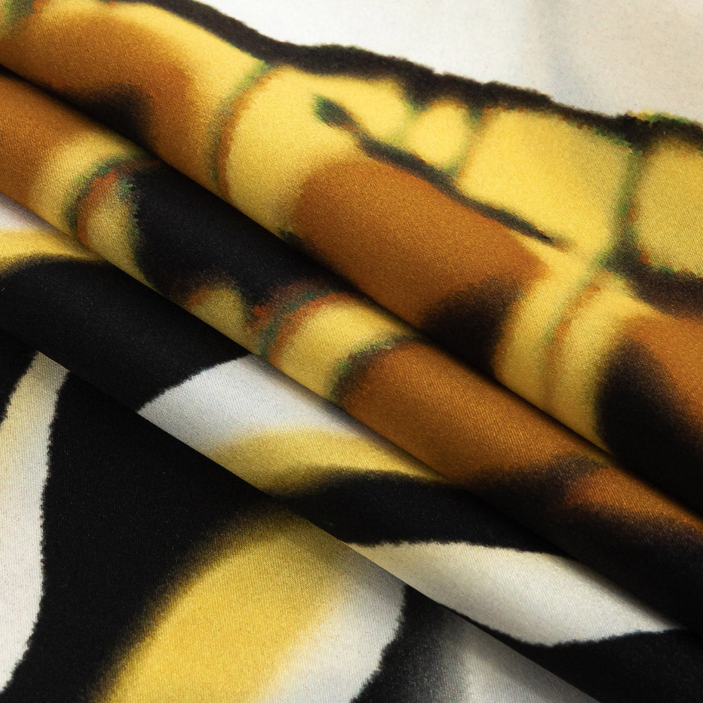 Mood Exclusive Italian White, Yellow and Royal Large-Scale Butterfly Digitally Printed Silk Charmeuse Folded Mood Exclusive Italian White, Yellow and Royal Large-Scale Butterfly Digitally Printed Silk Charmeuse Folded