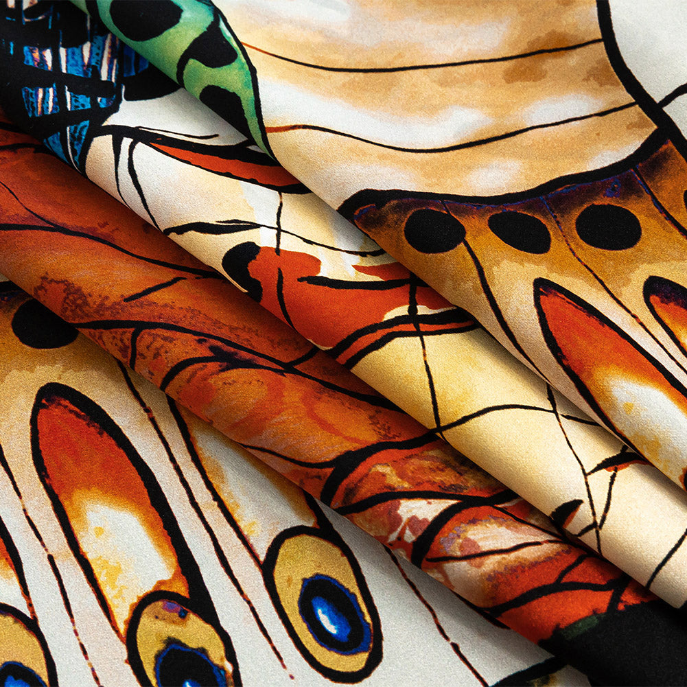 Mood Exclusive Italian Multicolor Butterflies Digitally Printed Silk Charmeuse Folded Mood Exclusive Italian Multicolor Butterflies Digitally Printed Silk Charmeuse Folded