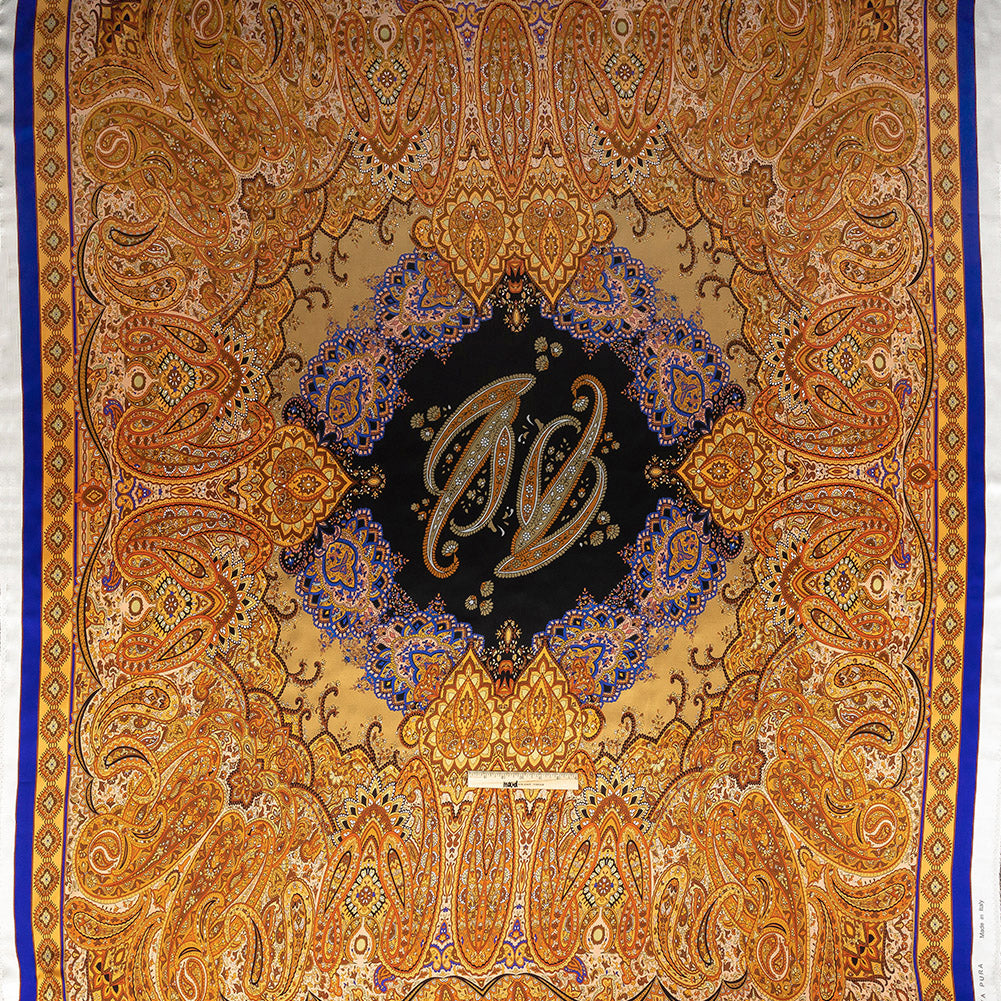 Mood Exclusive Italian Orange and Green Paisley Digitally Printed Silk Charmeuse Panel Full Mood Exclusive Italian Orange and Green Paisley Digitally Printed Silk Charmeuse Panel Full