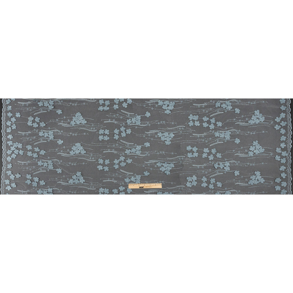 Mattia Steel Blue Floral Embroidered Lace Mattia Steel Blue Floral Embroidered Lace