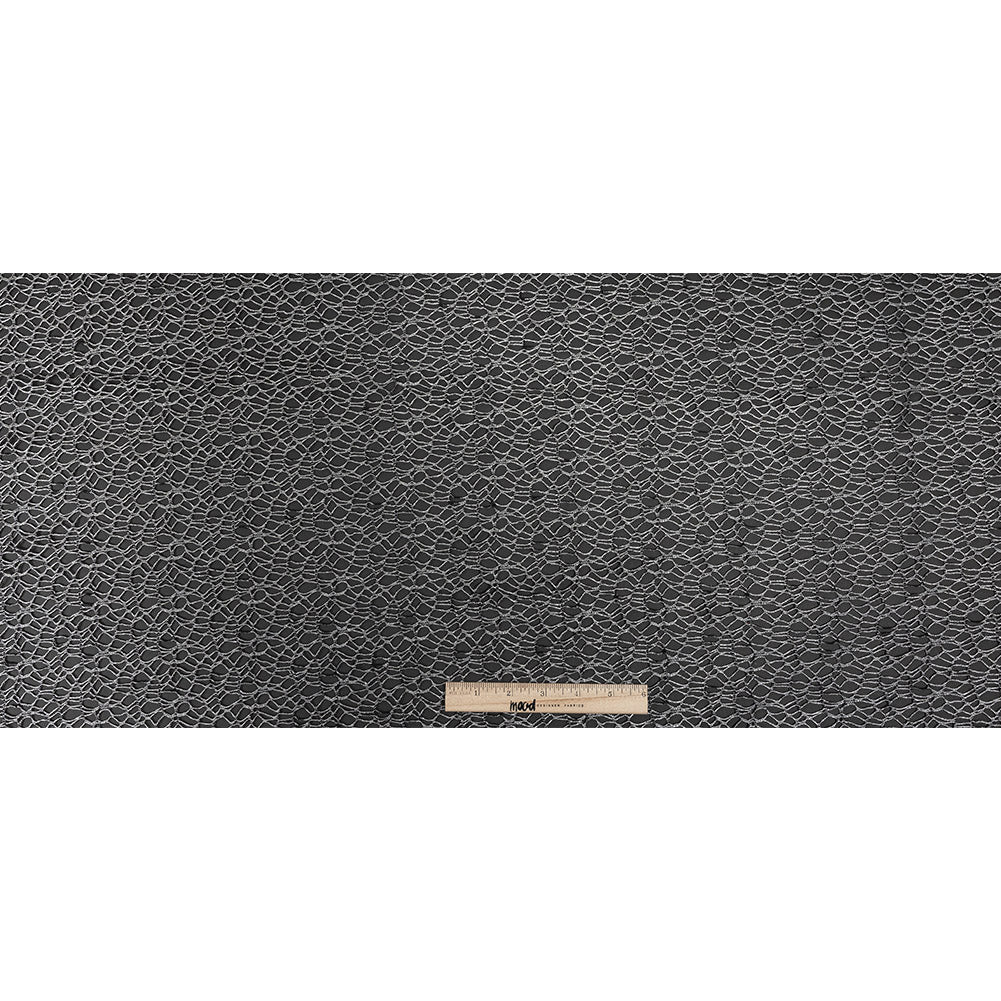 Webbed Guipure Lace - Black with Metallic Silver Foil Full Webbed Guipure Lace - Black with Metallic Silver Foil Full