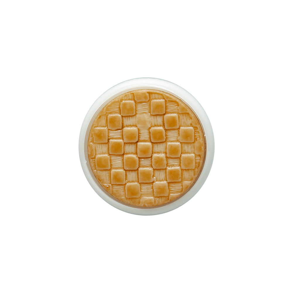 Toffee Basketweave set in a White Circular 2-Piece Shank Back Button - 30L/19mm Toffee Basketweave set in a White Circular 2-Piece Shank Back Button - 30L/19mm