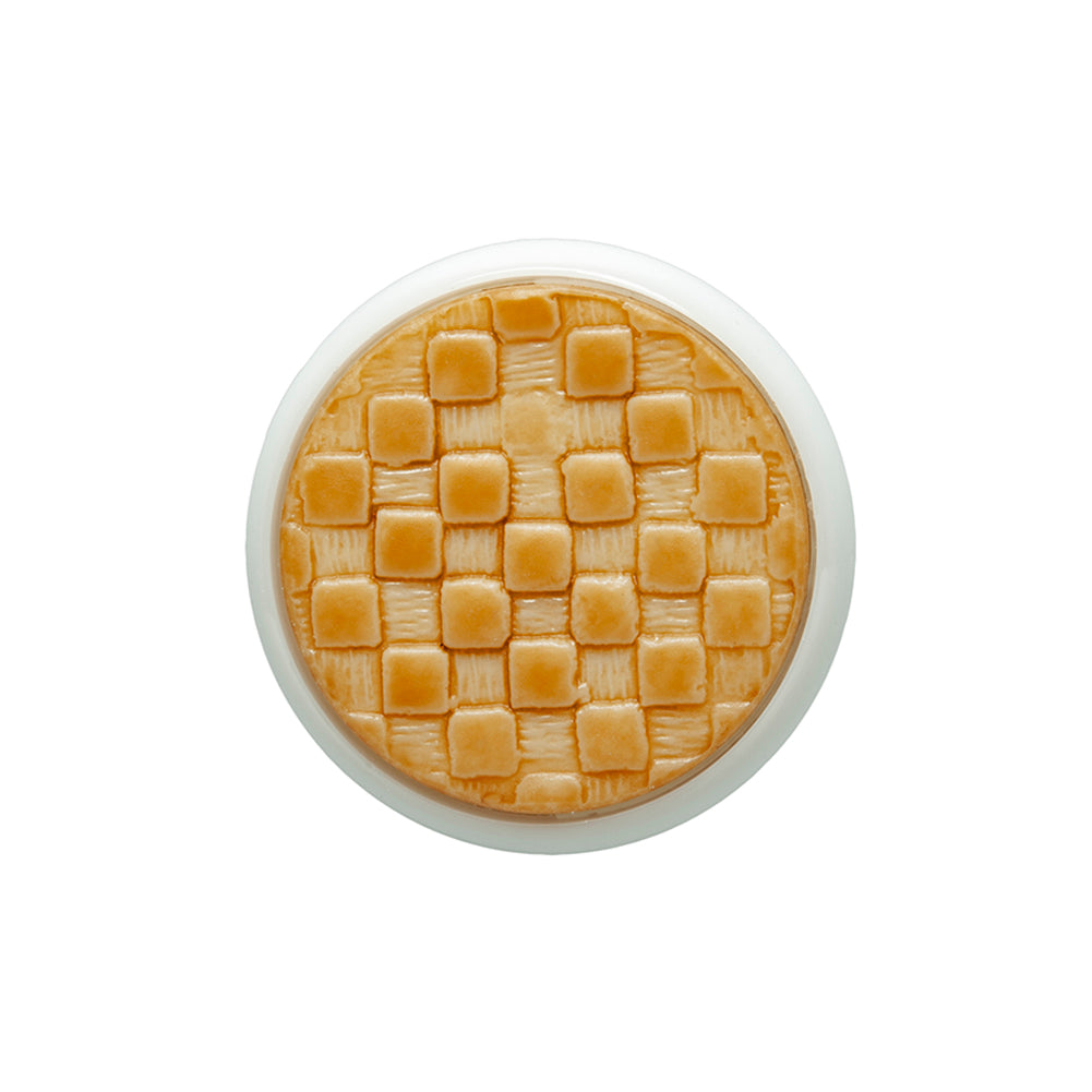 Toffee Basketweave set in a White Circular 2-Piece Shank Back Button - 38L/24mm Toffee Basketweave set in a White Circular 2-Piece Shank Back Button - 38L/24mm