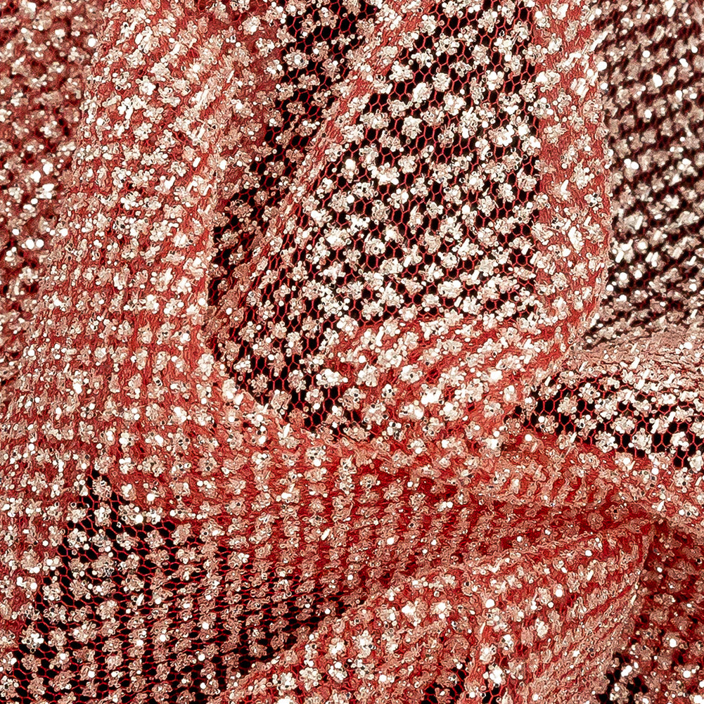 Tulle with Metallic Platinum Glitter - Shrimp - Platina Collection Tulle with Metallic Platinum Glitter - Shrimp - Platina Collection