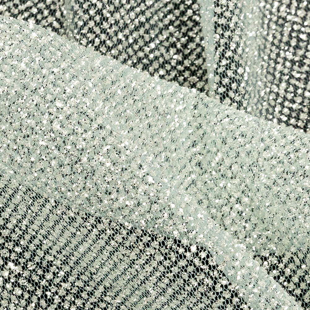 Tulle with Metallic Platinum Glitter - Clearwater - Platina Collection Tulle with Metallic Platinum Glitter - Clearwater - Platina Collection