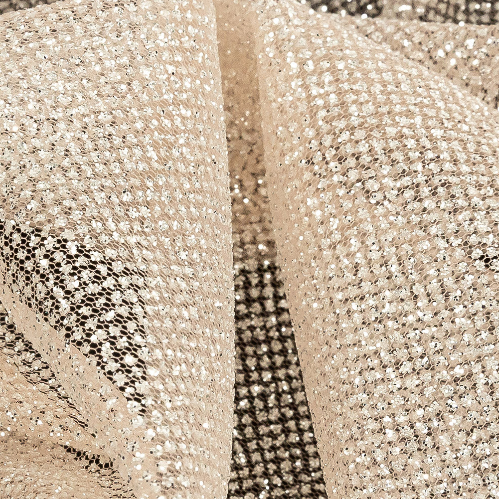 Tulle with Metallic Platinum Glitter - Salmon - Platina Collection - Detail Tulle with Metallic Platinum Glitter - Salmon - Platina Collection - Detail