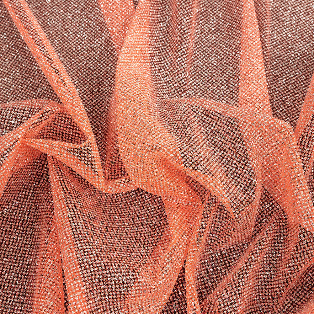 Tulle with Metallic Platinum Glitter - Neon Orange - Platina Collection Tulle with Metallic Platinum Glitter - Neon Orange - Platina Collection