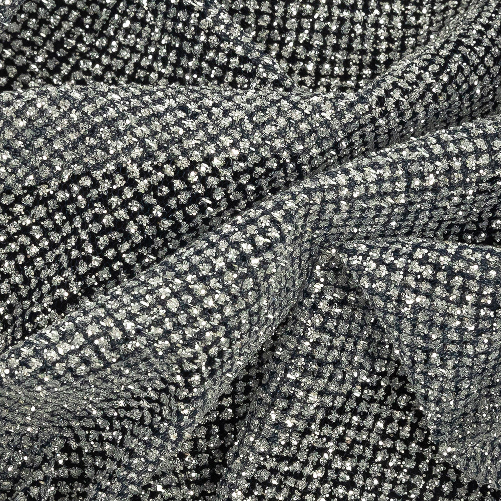 Tulle with Metallic Platinum Glitter - Navy Blue - Platina Collection - Detail Tulle with Metallic Platinum Glitter - Navy Blue - Platina Collection - Detail
