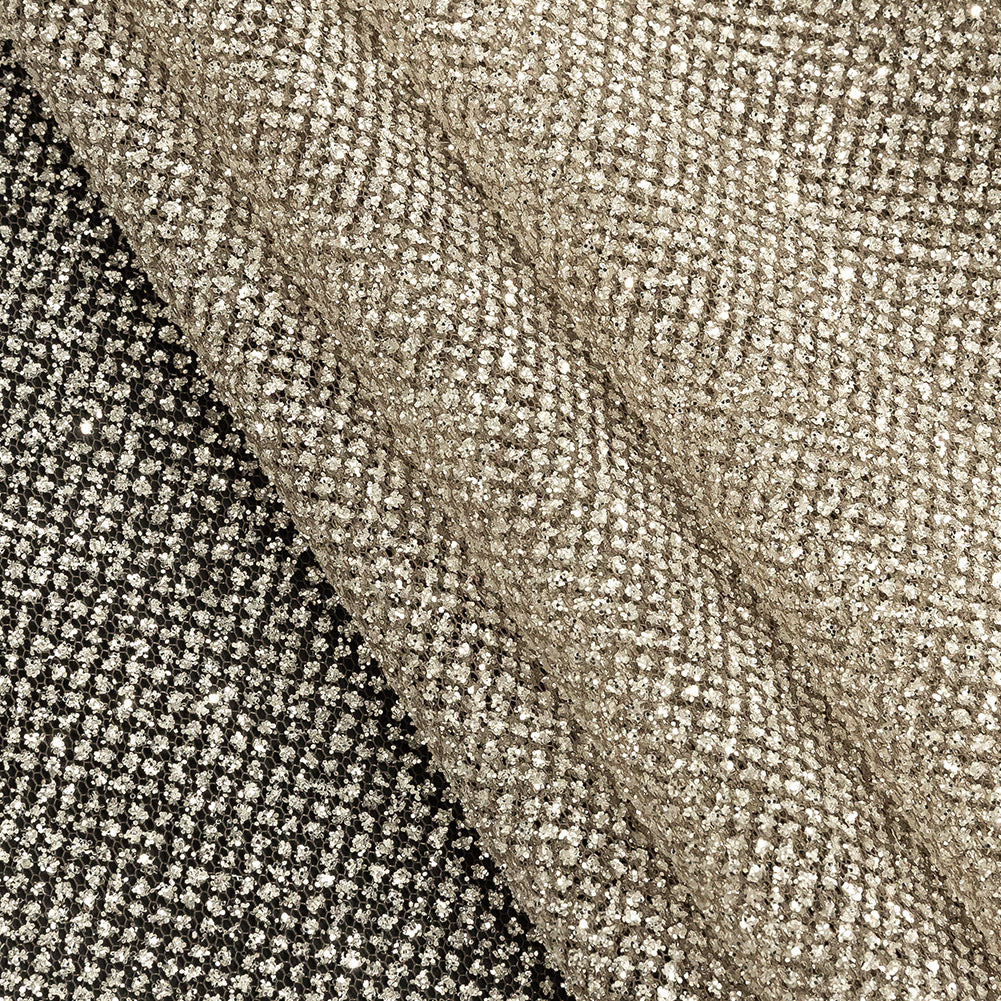 Tulle with Metallic Platinum Glitter - Mink - Platina Collection Tulle with Metallic Platinum Glitter - Mink - Platina Collection