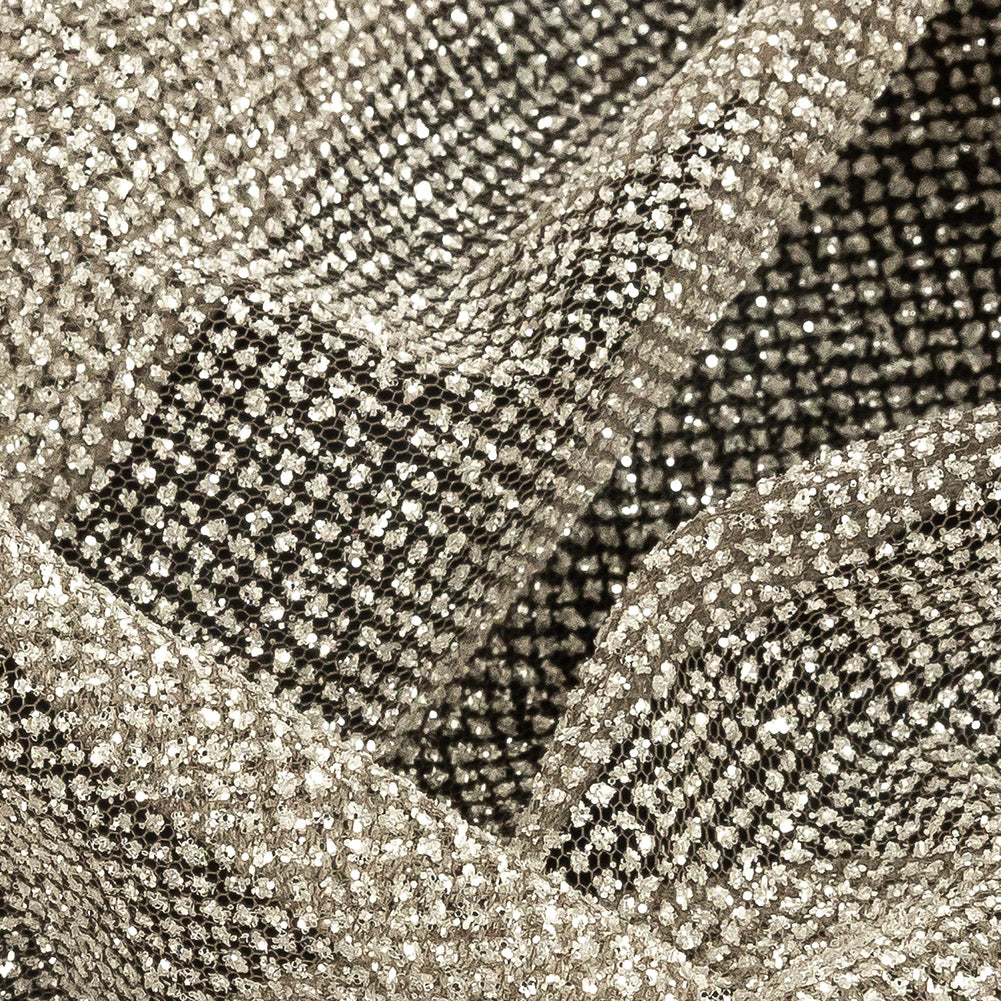 Tulle with Metallic Platinum Glitter - Mink - Platina Collection Tulle with Metallic Platinum Glitter - Mink - Platina Collection
