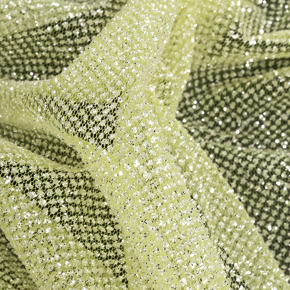 Tulle with Metallic Platinum Glitter - Pistachio Green - Platina Collection Tulle with Metallic Platinum Glitter - Pistachio Green - Platina Collection