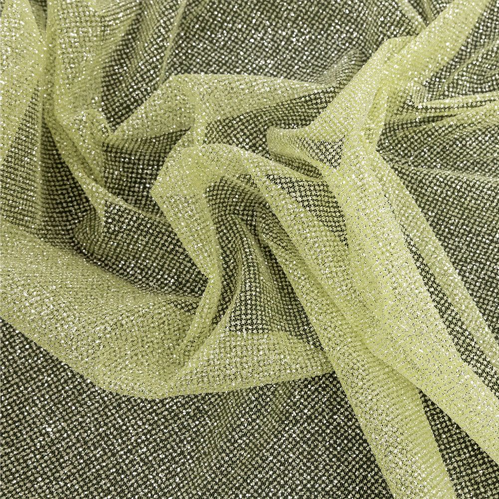 Tulle with Metallic Platinum Glitter - Pistachio Green - Platina Collection Tulle with Metallic Platinum Glitter - Pistachio Green - Platina Collection