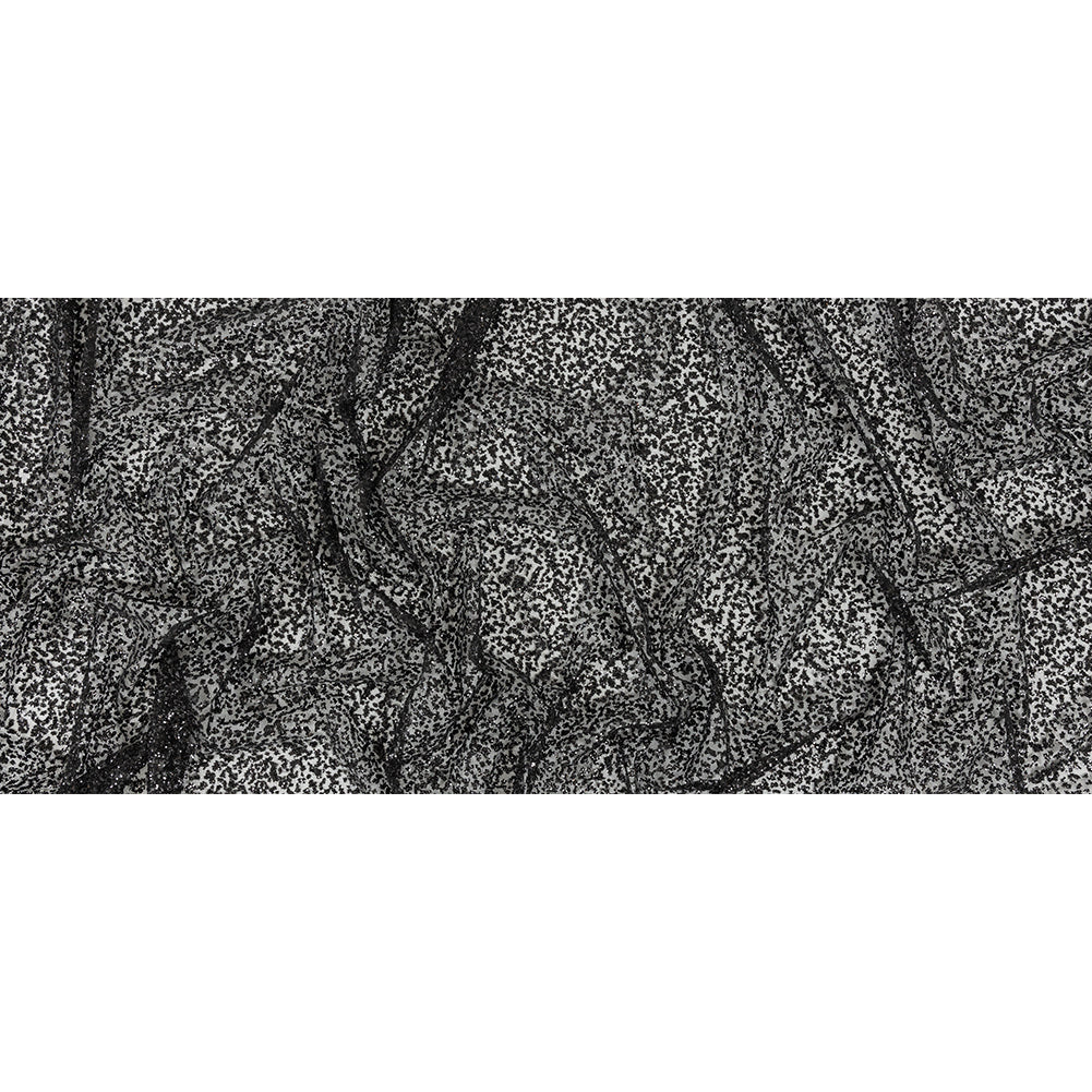 Tulle with Glitter Clusters - Black with Black - Eminence Collection Tulle with Glitter Clusters - Black with Black - Eminence Collection