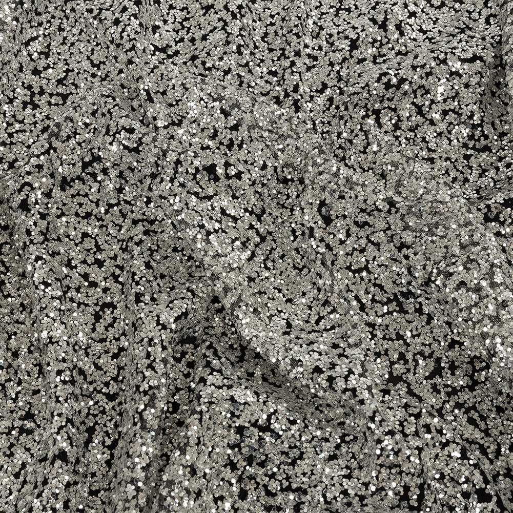 Tulle with Glitter Clusters - Black with Platinum - Eminence Collection Tulle with Glitter Clusters - Black with Platinum - Eminence Collection