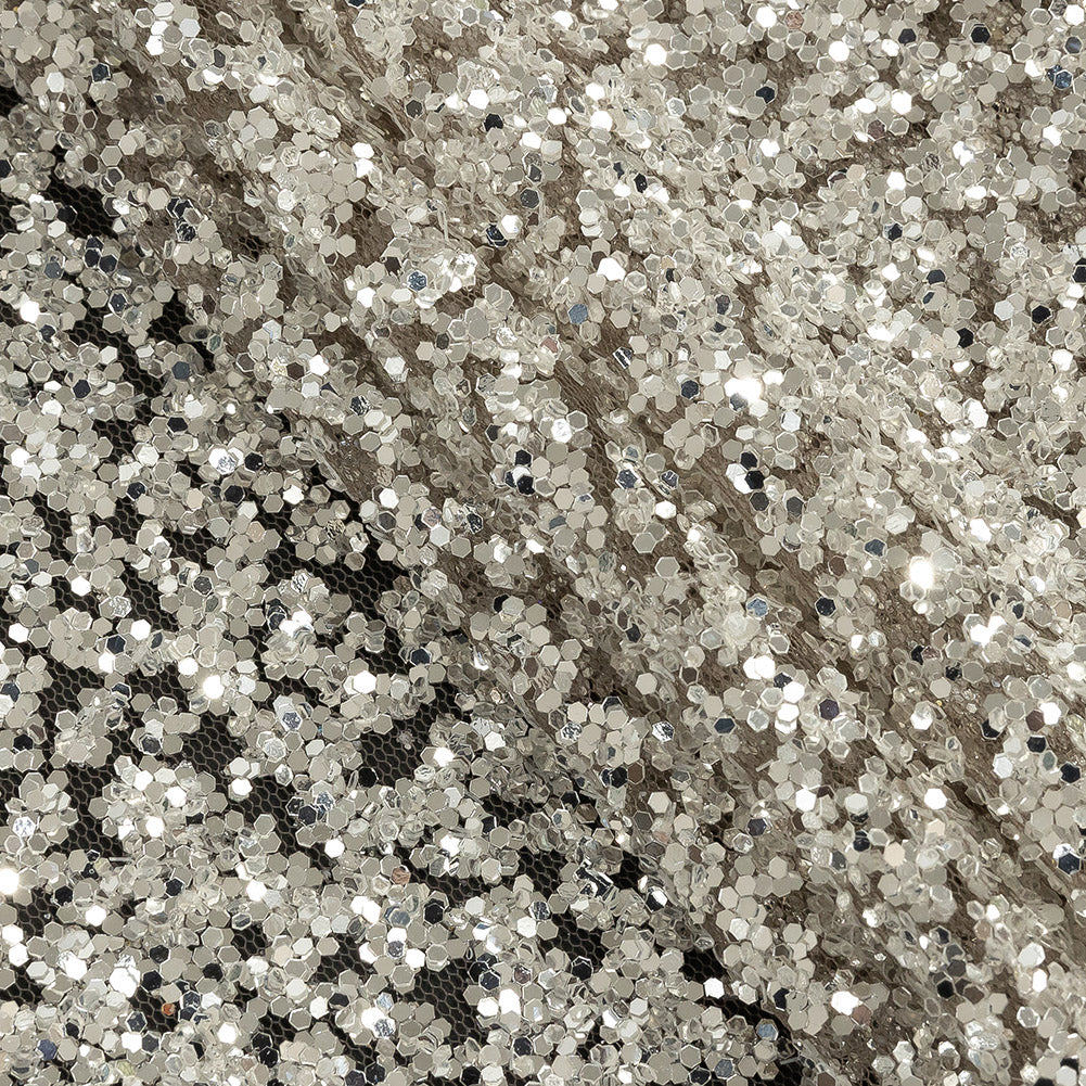 Tulle with Glitter Clusters - Mink with Platinum - Eminence Collection - Folded Tulle with Glitter Clusters - Mink with Platinum - Eminence Collection - Folded