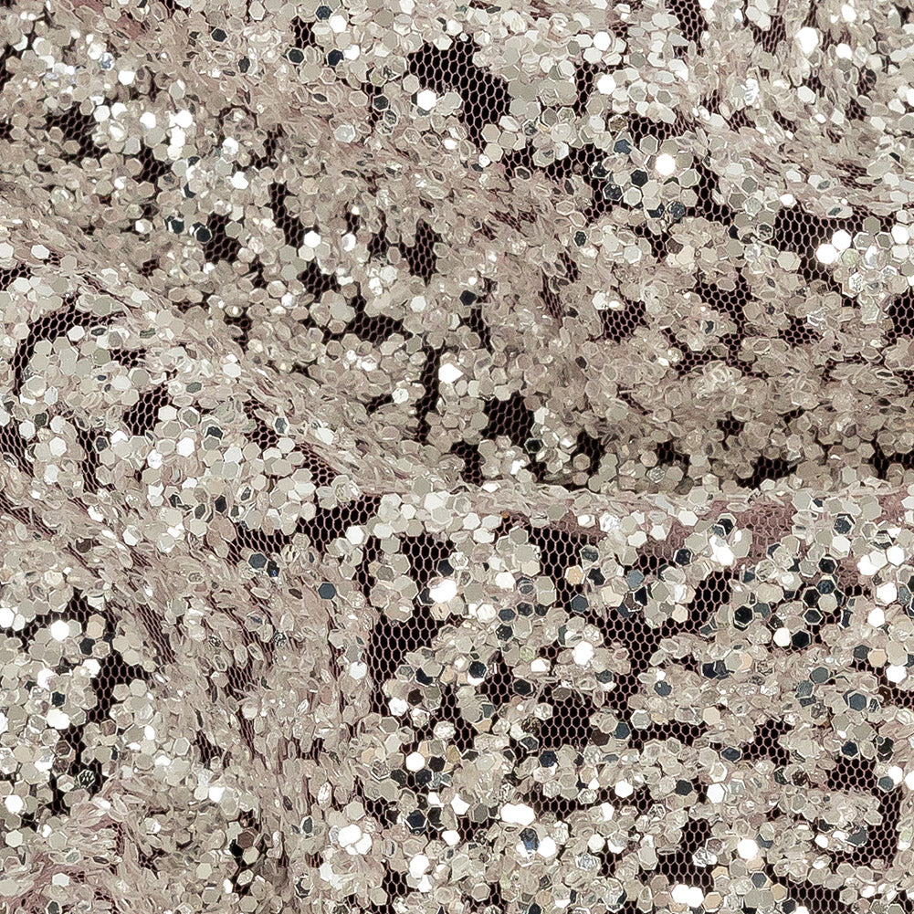 Tulle with Glitter Clusters - Dusty Rose with Platinum - Eminence Collection Tulle with Glitter Clusters - Dusty Rose with Platinum - Eminence Collection