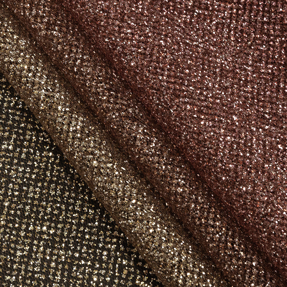 Ombre Tulle with Metallic Platinum Glitter - Maroon and Gold - Starlet Collection - Folded Ombre Tulle with Metallic Platinum Glitter - Maroon and Gold - Starlet Collection - Folded