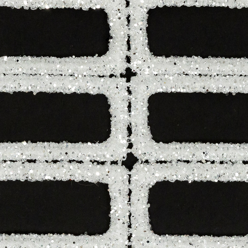 Guipure Lace with Glitter - White Gradient Rectangles Full Guipure Lace with Glitter - White Gradient Rectangles Full