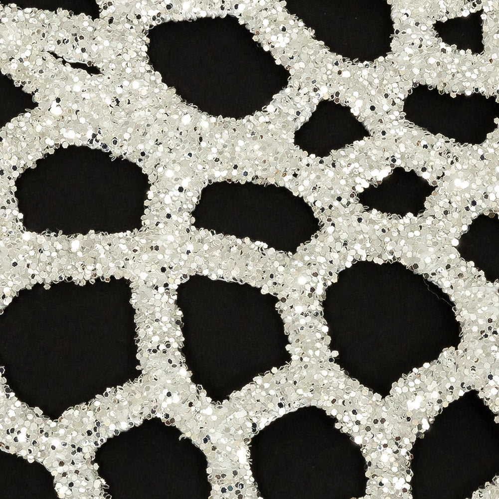 Guipure Lace with Silver Glitter Topcoat - Off-White Thick Webbing Full Guipure Lace with Silver Glitter Topcoat - Off-White Thick Webbing Full