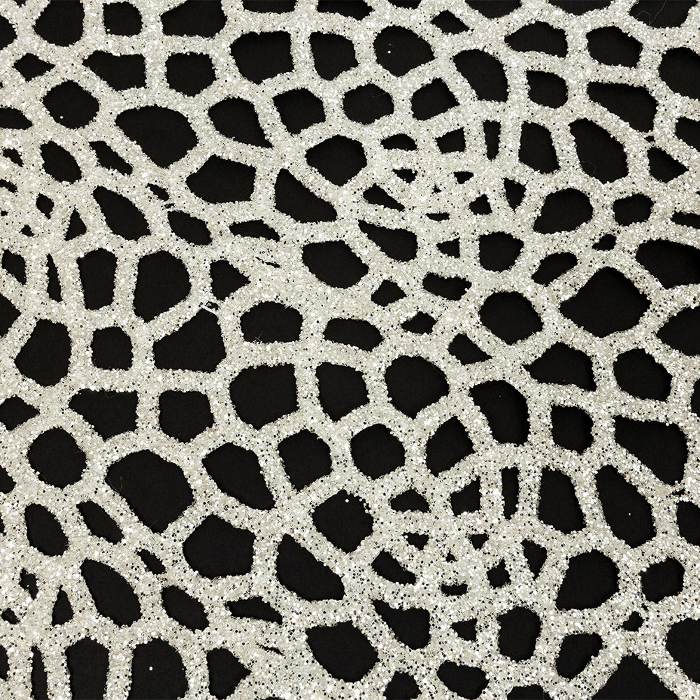 Guipure Lace with Silver Glitter Topcoat - Off-White Thick Webbing Guipure Lace with Silver Glitter Topcoat - Off-White Thick Webbing