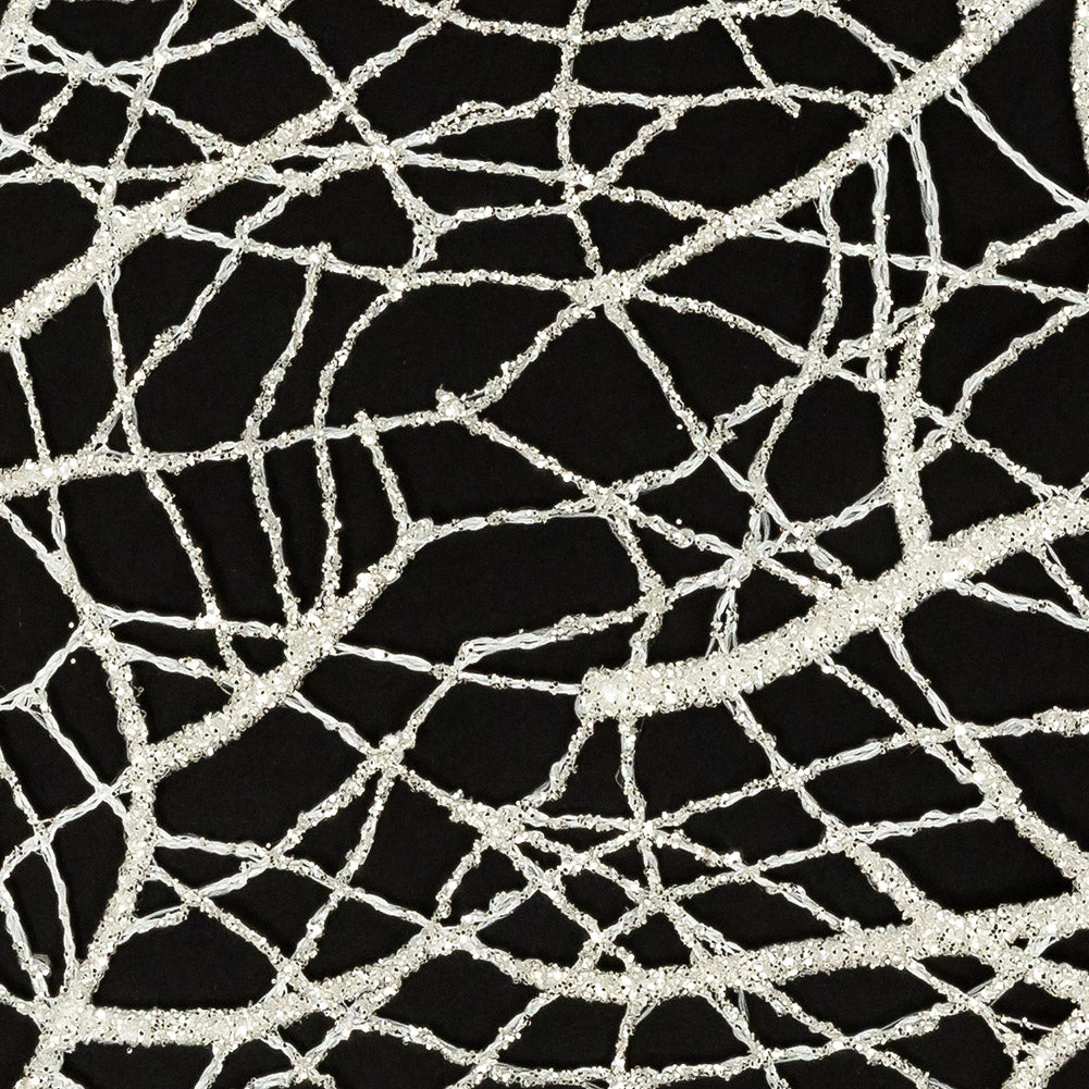 Guipure Lace with Silver Glitter Topcoat - Off-White Thin Webbing Full Guipure Lace with Silver Glitter Topcoat - Off-White Thin Webbing Full