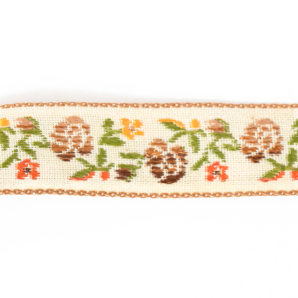 Orange Harvest and Brown Ombre Floral German Jacquard Ribbon - 0.625" Detail Orange Harvest and Brown Ombre Floral German Jacquard Ribbon - 0.625" Detail