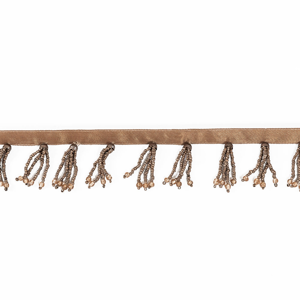 Brown Beaded Fringe with a Satin Lip - 1.875" Brown Beaded Fringe with a Satin Lip - 1.875"