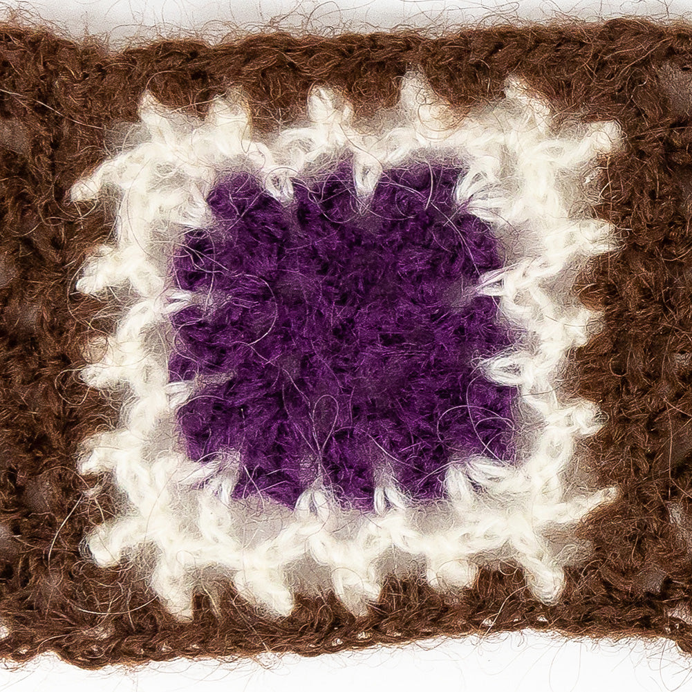 Brown, Ivory and Purple Squares Crochet Lace Trim - 2.25" Detail Brown, Ivory and Purple Squares Crochet Lace Trim - 2.25" Detail