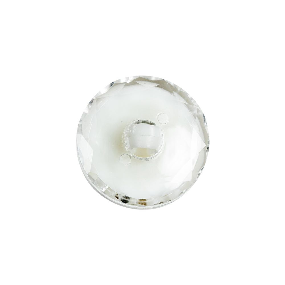 Italian White and Transparent Faceted Shank Back Button - 30L/19mm Detail Italian White and Transparent Faceted Shank Back Button - 30L/19mm Detail