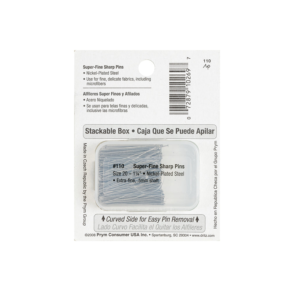 Dritz Super Fine Nickel Plated Steel Pins 250 Ct - 1-1/4" Folded