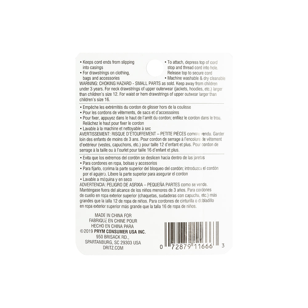 Dritz Black Cord Stops - 2 ct Detail Dritz Black Cord Stops - 2 ct Detail