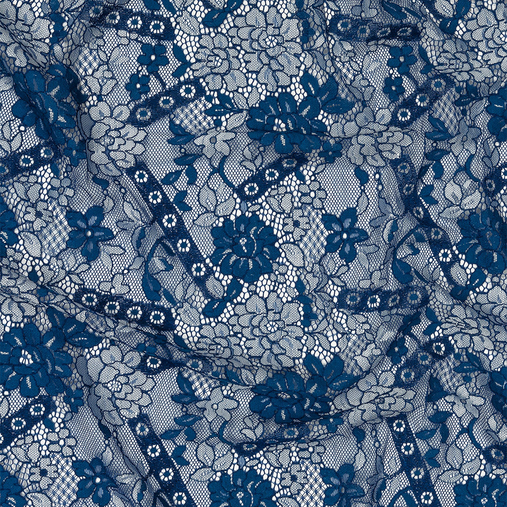 Corded Lace Panel - Cobalt and White Floral Corded Lace Panel - Cobalt and White Floral