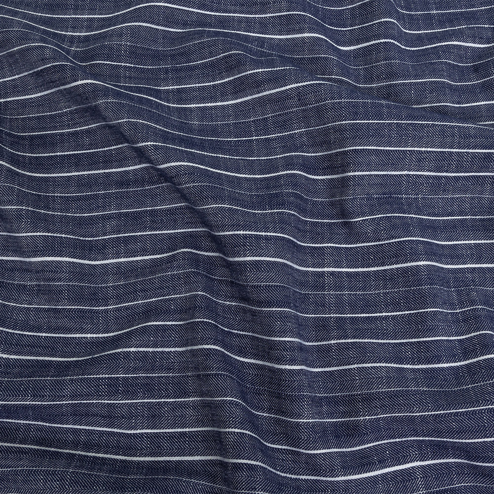 Navy and White Striped Organic Cotton Dobby Navy and White Striped Organic Cotton Dobby