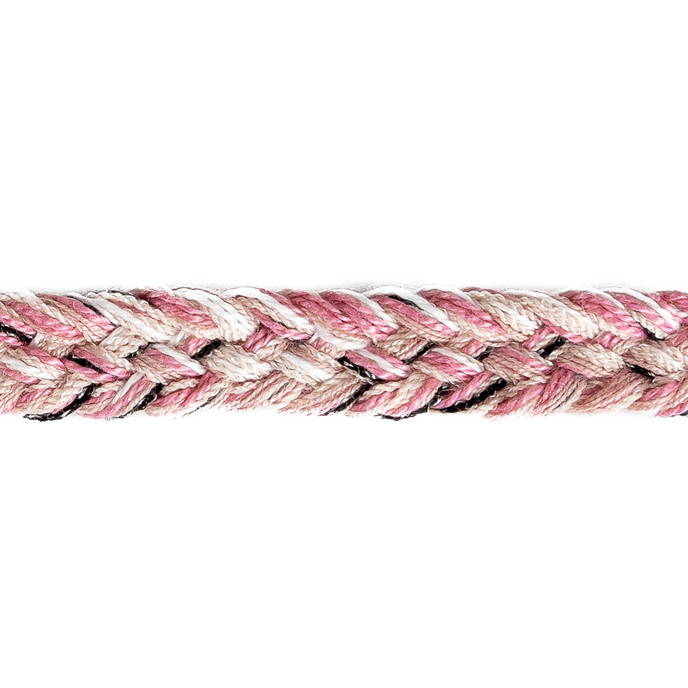 Pink, White and Black Yarn Braided Trim - 0.75" Detail Pink, White and Black Yarn Braided Trim - 0.75" Detail