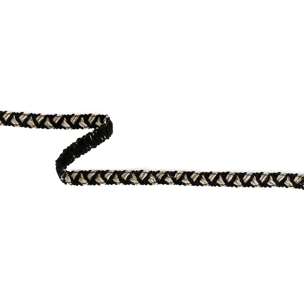 Black and Beige Zig Zag Yarn Trimming - 0.625" Black and Beige Zig Zag Yarn Trimming - 0.625"