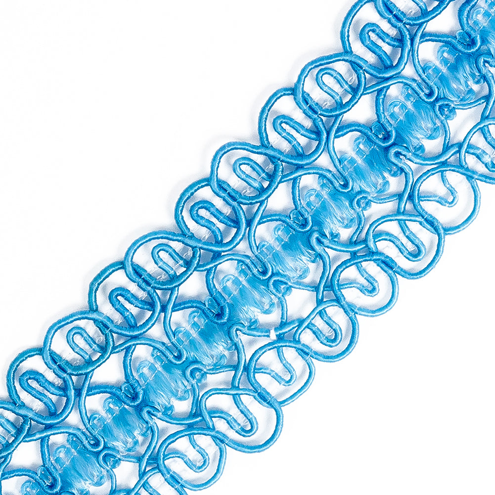 Blue Gimp Braided Trim - 1.75" Detail Blue Gimp Braided Trim - 1.75" Detail