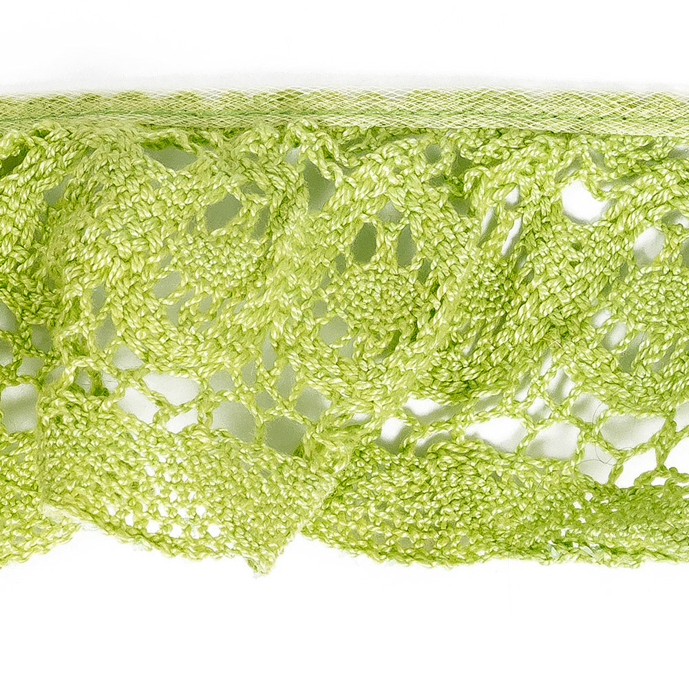 Lucky Green Floral Crocheted Trim - 2.5" Detail Lucky Green Floral Crocheted Trim - 2.5" Detail