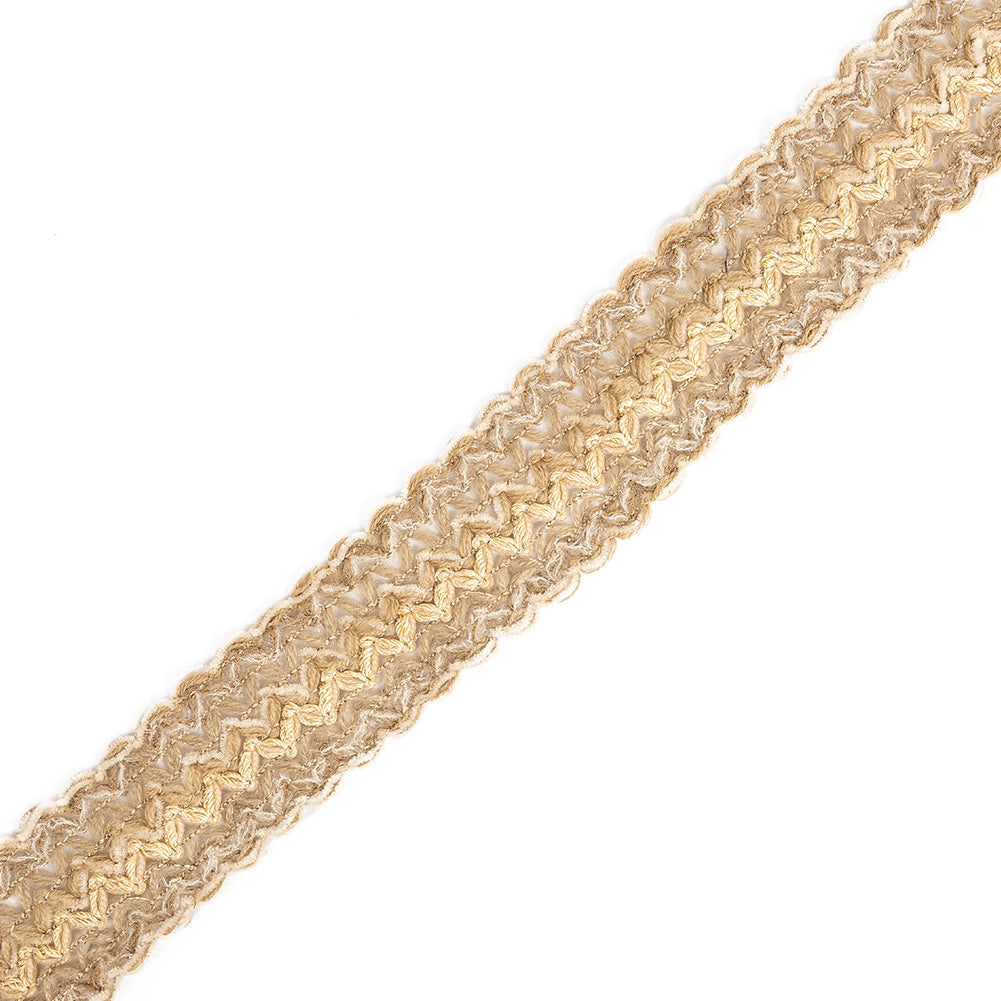 Beige, Tan and Tannin Metallic Mohair and Lurex Trim - 2" Beige, Tan and Tannin Metallic Mohair and Lurex Trim - 2"