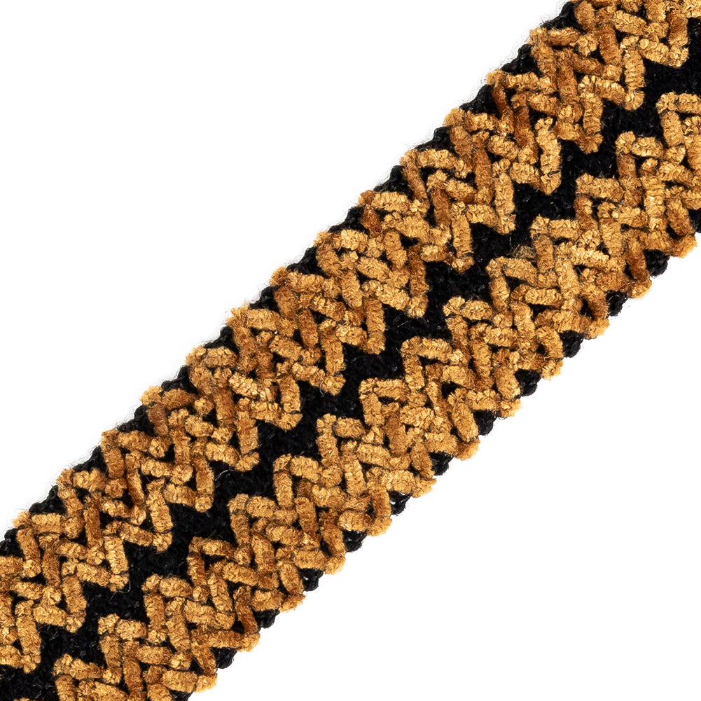 Amber and Black Zig Zag Chenille Trim - 1.375" Detail Amber and Black Zig Zag Chenille Trim - 1.375" Detail