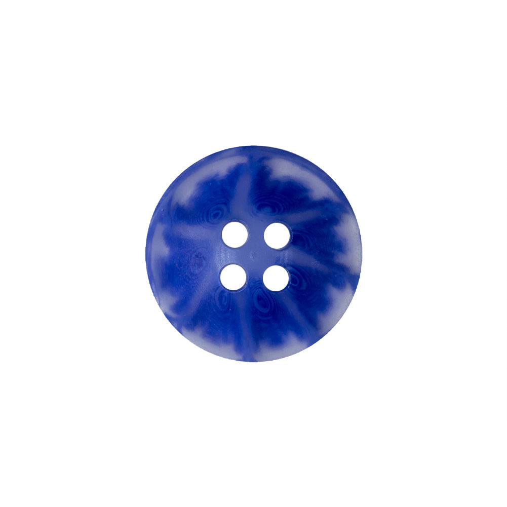 Transparent and Blue Swirls 4-Hole Saucer Button - 28L/18mm Detail Transparent and Blue Swirls 4-Hole Saucer Button - 28L/18mm Detail