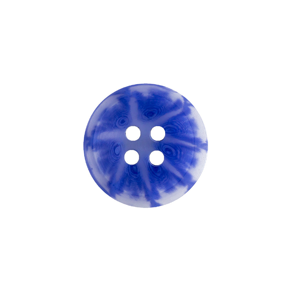 Transparent and Blue Swirls 4-Hole Saucer Button - 28L/18mm Transparent and Blue Swirls 4-Hole Saucer Button - 28L/18mm