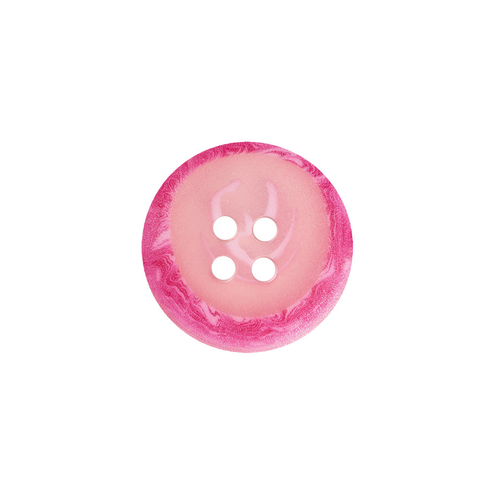 Transparent and Hot Pink Swirl 4-Hole Low Convex Button - 28L/18mm Transparent and Hot Pink Swirl 4-Hole Low Convex Button - 28L/18mm