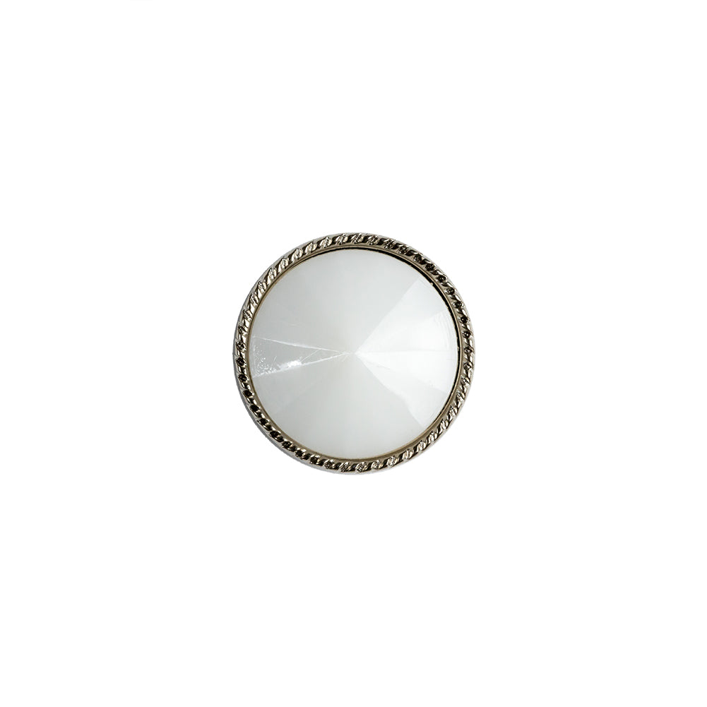 White and Silver 2-Piece Cone-Shaped Shank Back Button - 20L/12.5mm White and Silver 2-Piece Cone-Shaped Shank Back Button - 20L/12.5mm