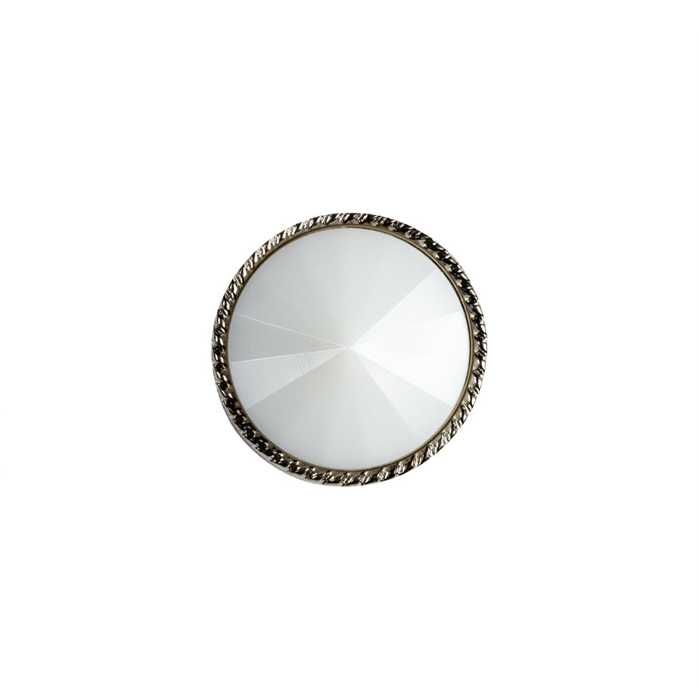 White and Silver 2-Piece Cone-Shaped Shank Back Button - 24L/15mm White and Silver 2-Piece Cone-Shaped Shank Back Button - 24L/15mm
