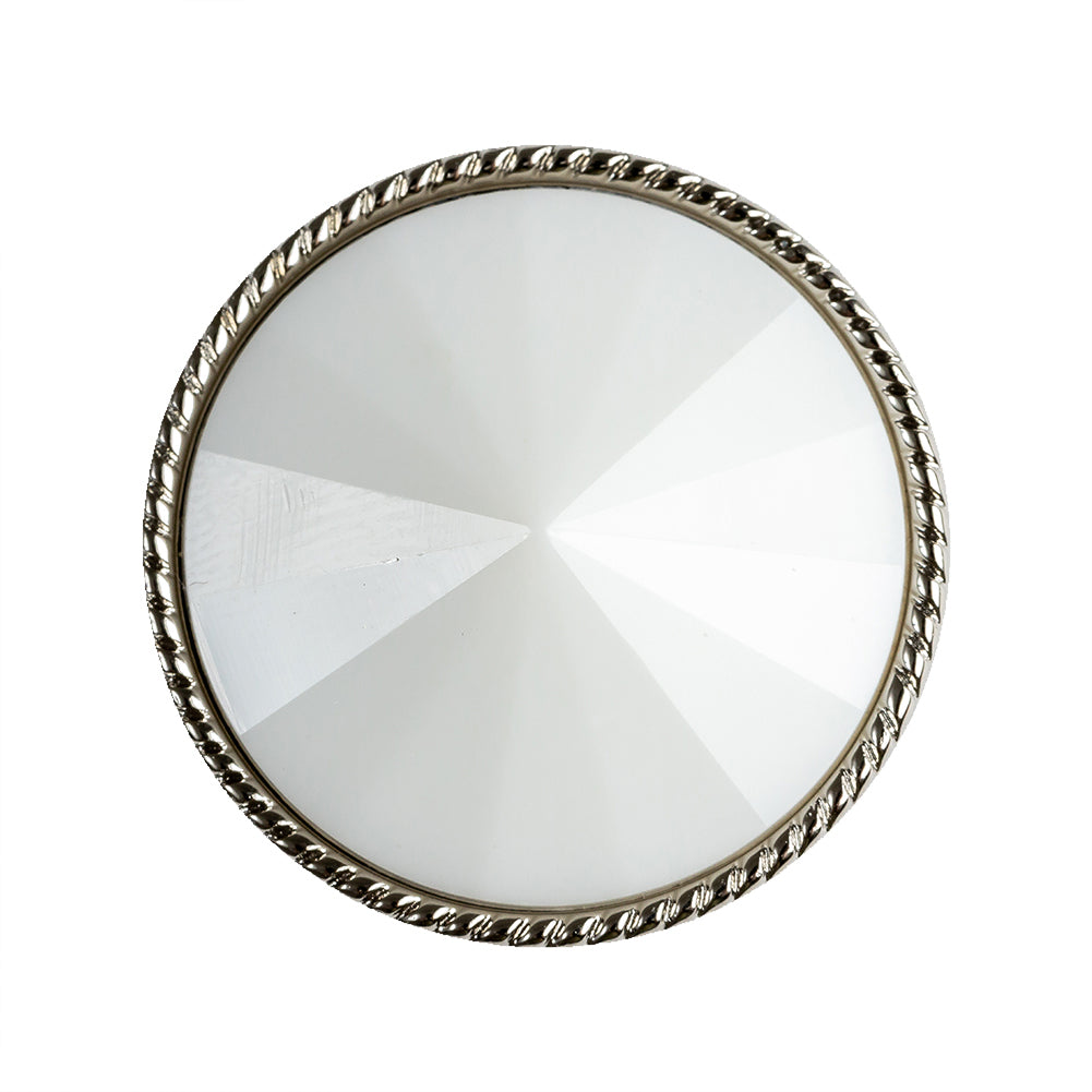 White and Silver 2-Piece Cone-Shaped Shank Back Button - 45L/29mm White and Silver 2-Piece Cone-Shaped Shank Back Button - 45L/29mm